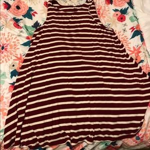 Maroon and White striped dress